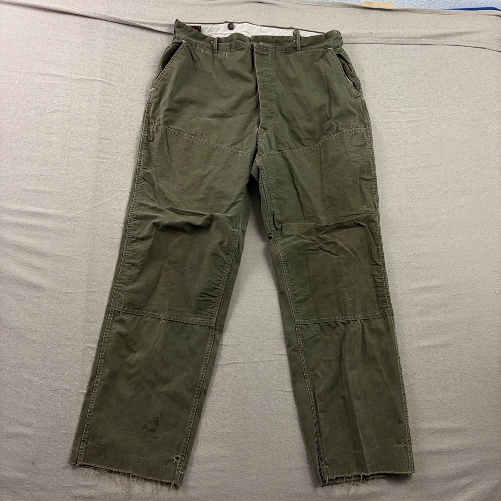 Red Head Hunting Pants Mens 31 Olive Green Vintage 40s 50s Canvas Field Trousers
